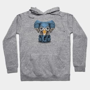 Baby Elephant with Glasses and Argentine Flag Hoodie